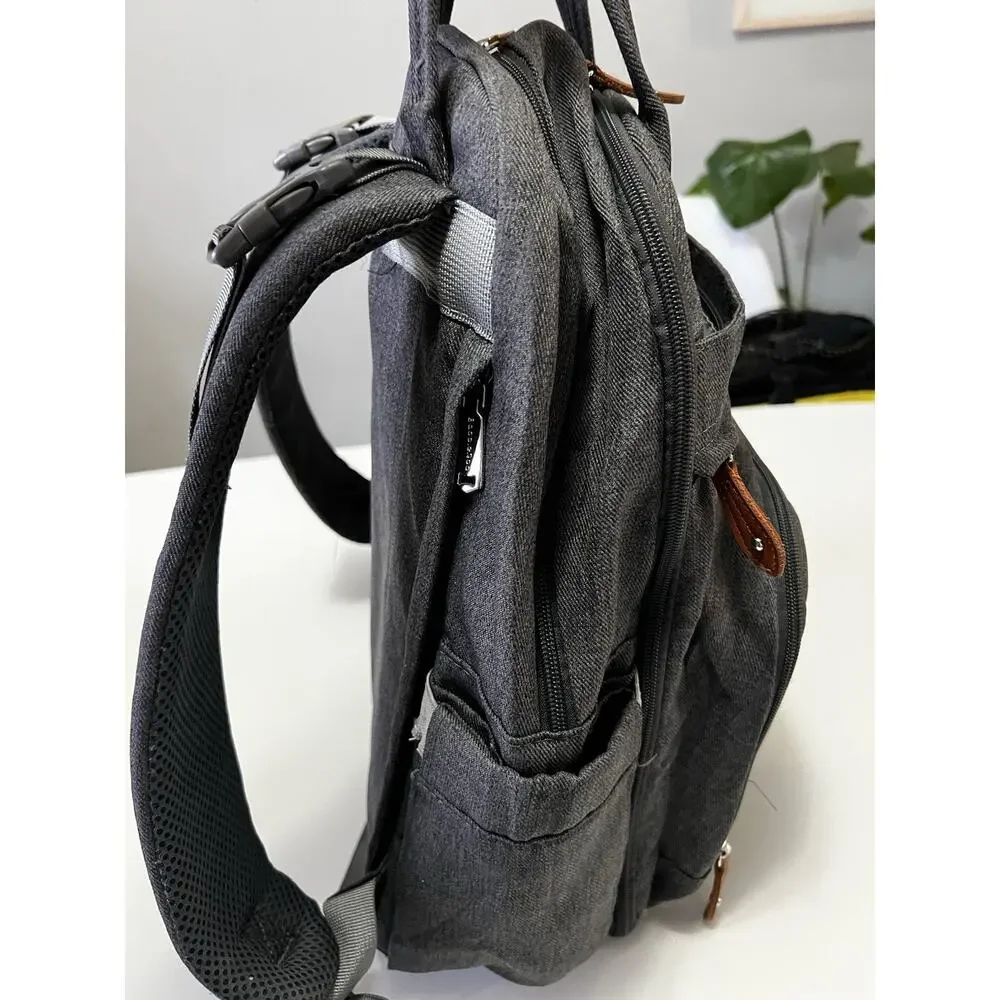 BabbleRoo Diaper Bag Backpack - Dark Gray Waterproof Travel Baby